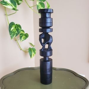 Hand Carved Wooden Elephant Candle Holder Brown African Safari